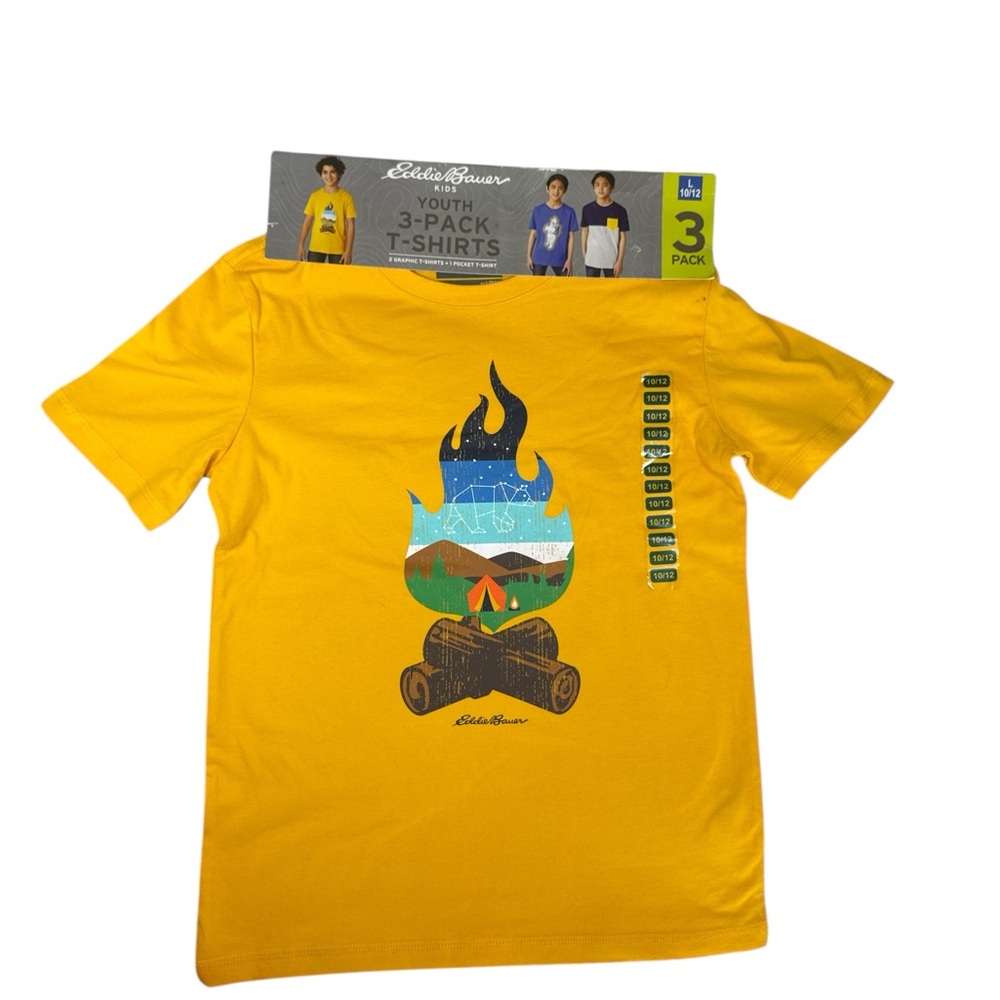 Eddie Bauer Kids 3-Pack Graphic & Pocket T-Shirts Size L (10/12)